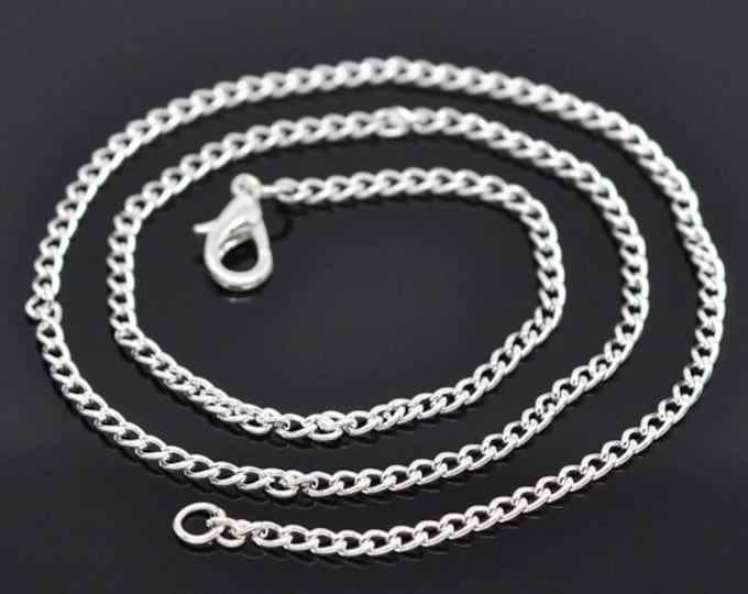 3 Silver Plated Curb Link Chain Necklaces 18" (A229h)