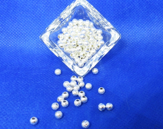 200 Silver Color Plated Brass 4mm Stardust Spacer Beads  (A22d)