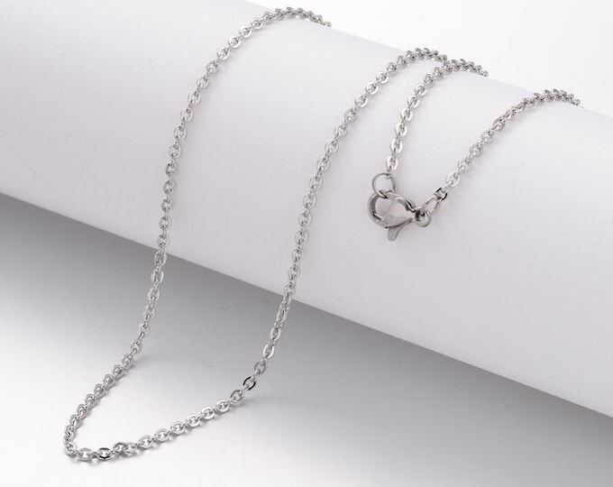 10 (304) Stainless Steel Silver Tone Cable Chain Necklaces 17.75" (A241e)