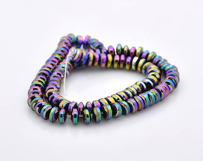 1 Str Grade A 6x2.5mm Rondelle Non-magnetic Synthetic Hematite Beads Multi Color (A282g)
