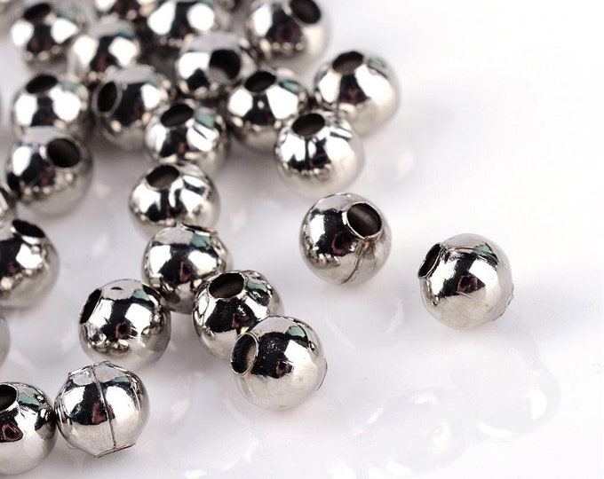 5mm Platinum Tone Alloy Round Spacer Beads  (A369d/e)