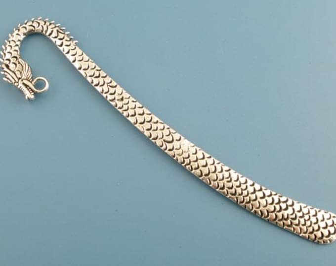 2 Antique Silver Dragon Tibetan Alloy Bookmark Findings 123mm (A479e)