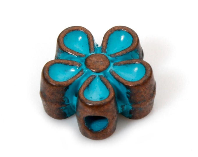 50 Red Copper Tone w/Patina Alloy 7x6.55mm Flower Spacer Beads (A226i)
