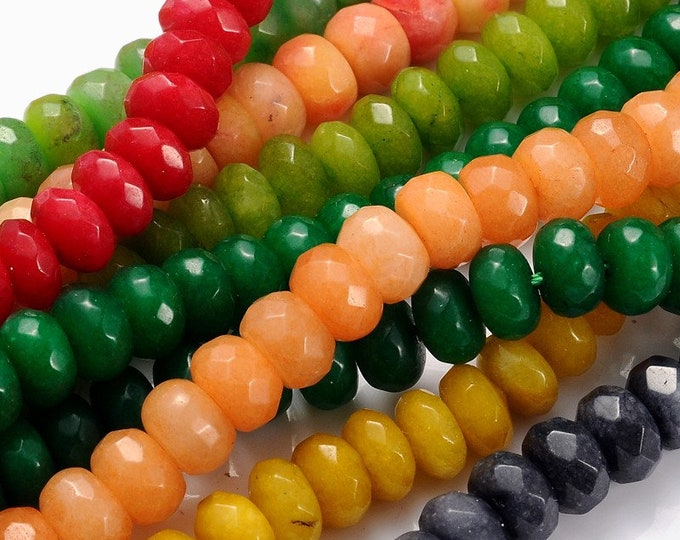 Choice of Color 1 Strand 8x5mm Dyed Rondelle Natural White Jade Beads (A103v)