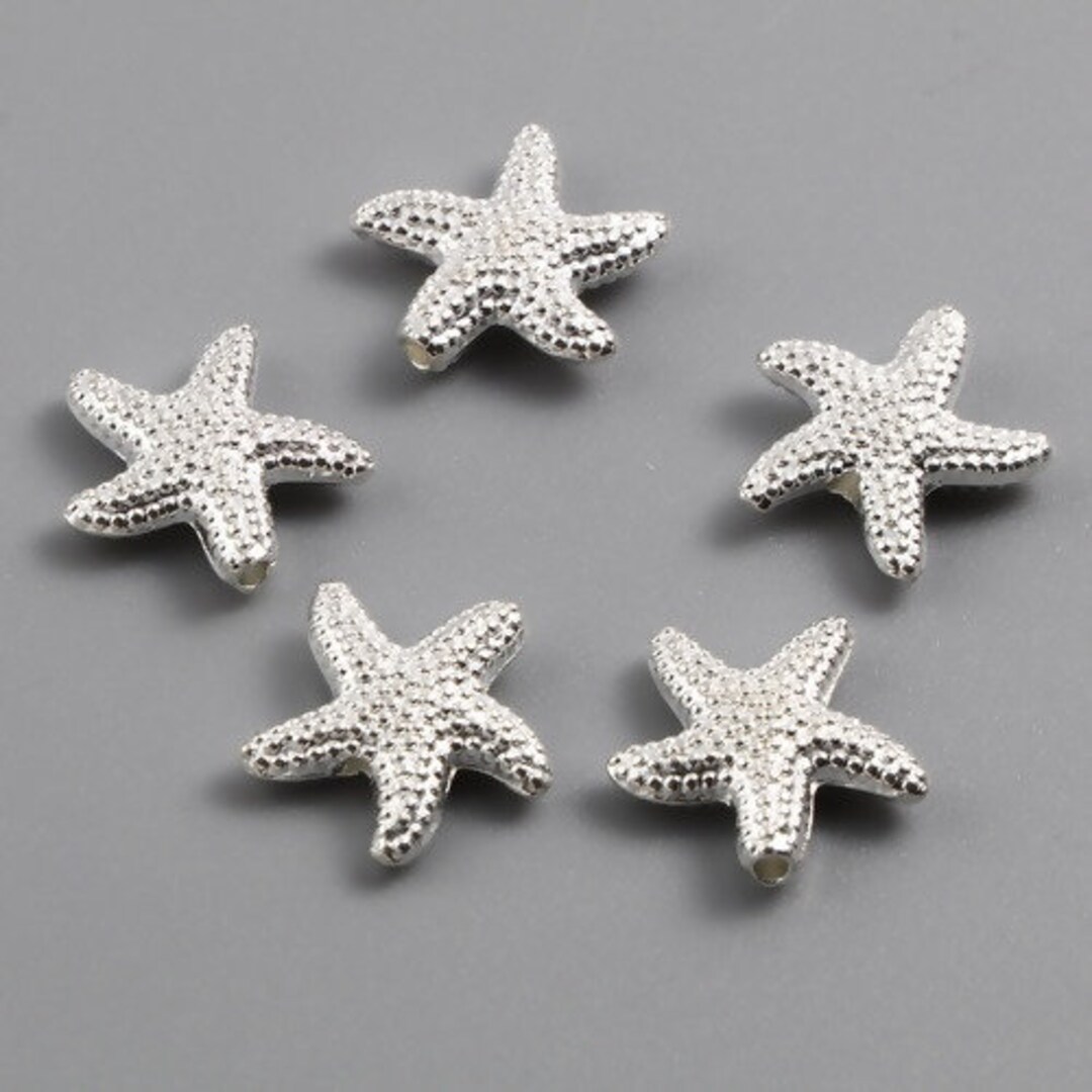 10 Silver Plated Alloy Starfish Shaped Spacer Beads 14x13.5mm (a370f ...