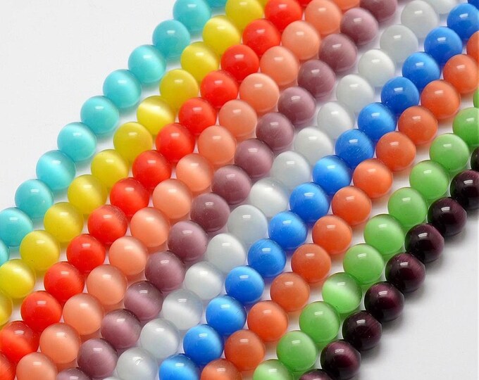 Choice of Color 1 Strand 6mm Cat's Eye Glass Beads (A201c)