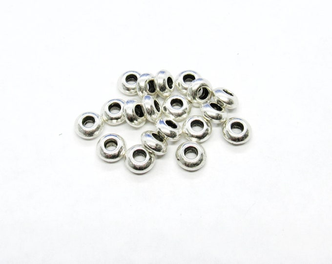 20 Silver Color Plated Brass 8mm Rondelle Spacer Beads  (A75i)