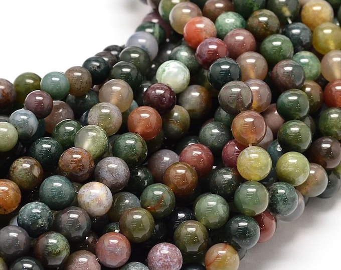 1 Strand Natural Indian Agate 8mm Round Gemstone Beads (A512d)