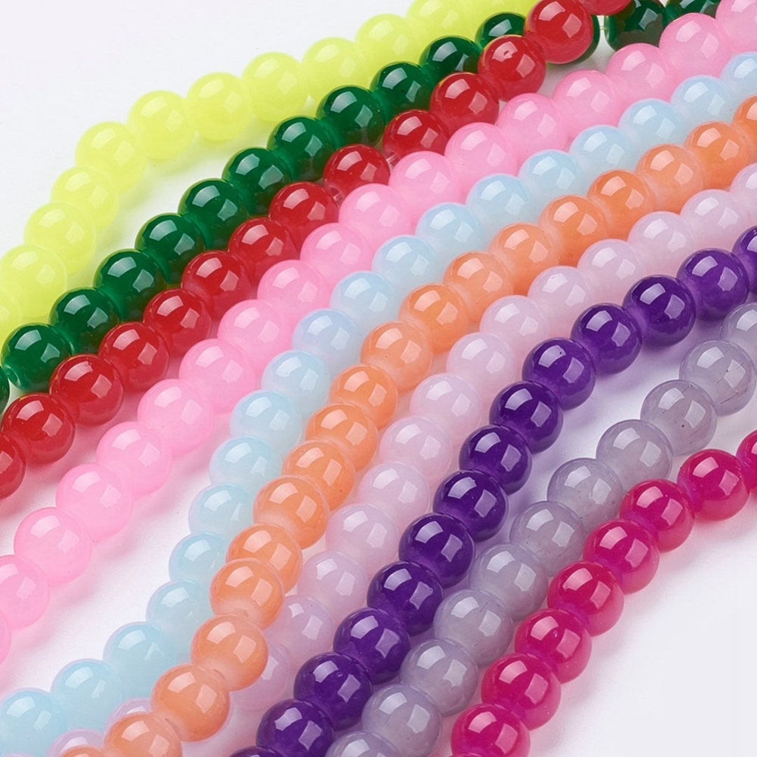 1 Strand 8mm Choice of Color Round Imitation Jade Glass Beads - Etsy