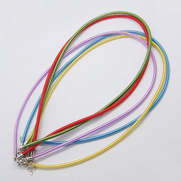 Choice of Color Silk Cord Necklace w/Platinum Tone Lobster Clasp 17" (A49g-L)