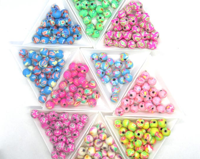 Choice of Color 50 Handmade 8mm Round Polymer Clay Beads (A467c-f/468a-f)