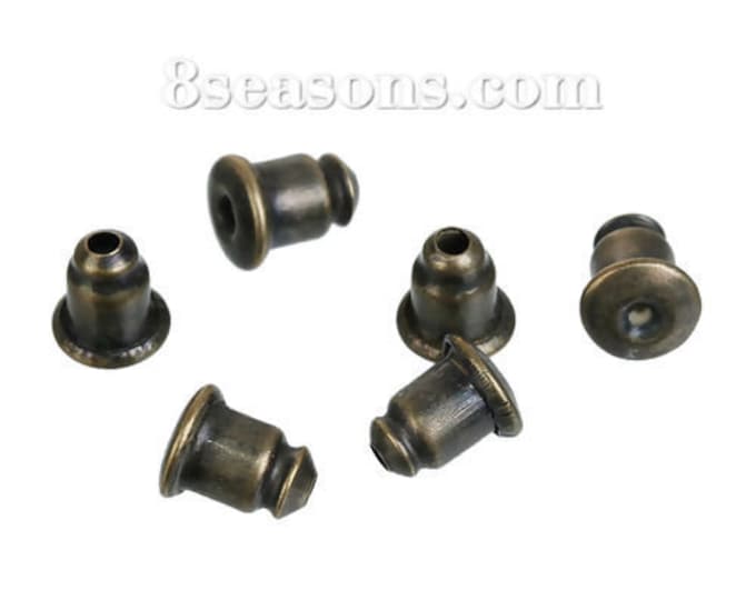 20 pcs Antique Bronze Copper Earring Bullet Ear Nuts 6x5mm  (A2v)