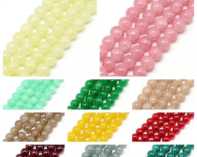 Choice of Color 8mm Baking Painted Round Crackle Glass Beads  (A408-413)