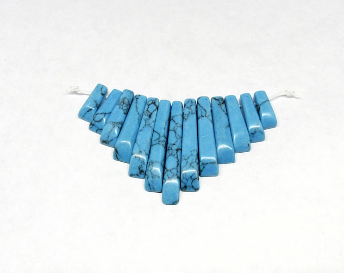 1 (2") Strand Synthetic Dyed Turquoise Graduated Bib Beads (A72c)