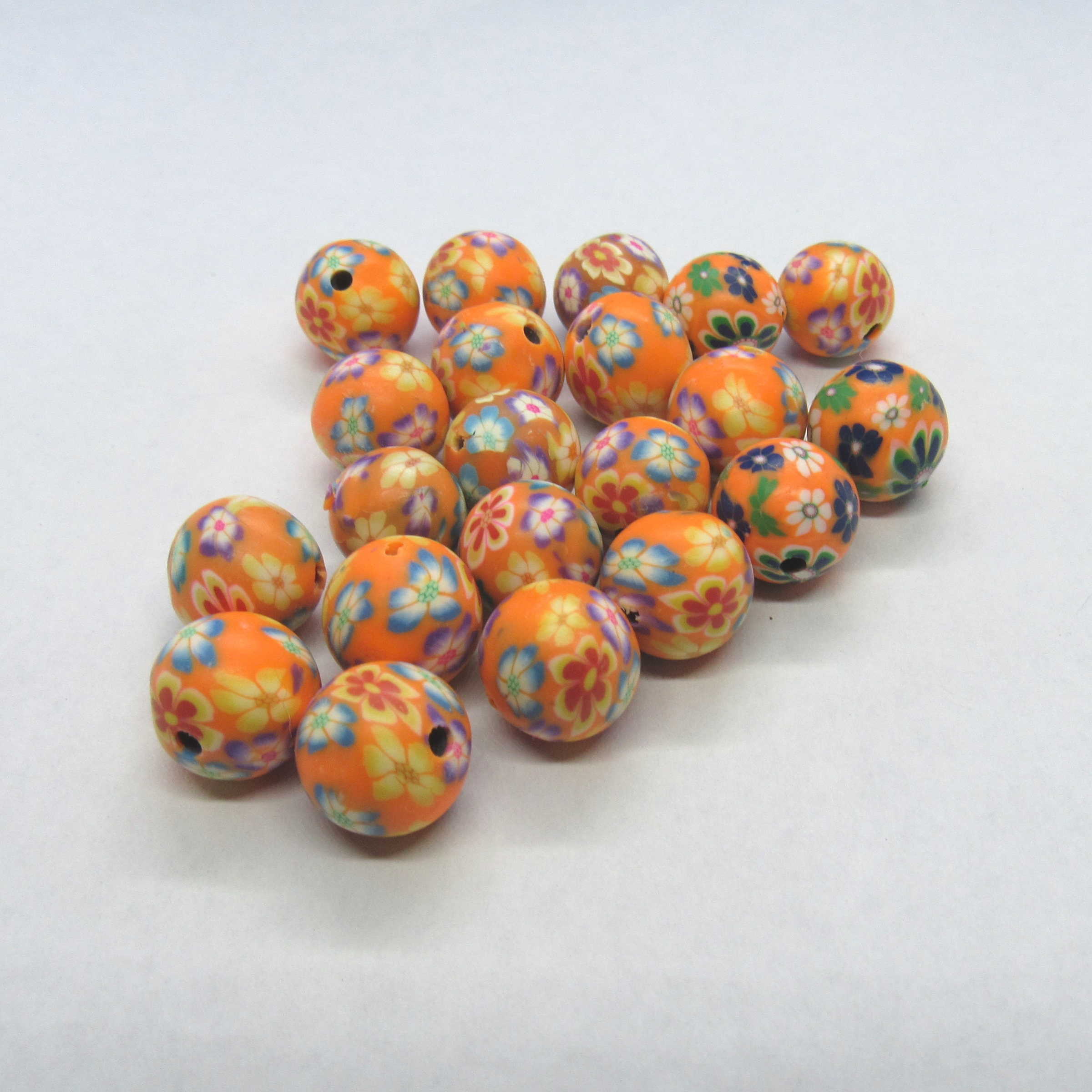 20pcs Choice of Color 11-12mm Handmade Round Polymer Clay Beads a161g 