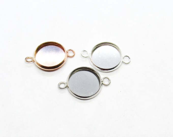 Choice of Color 12x19mm Round Copper Cabochon Link Trays  (Fits 10mm Cabs) (A212e-g)