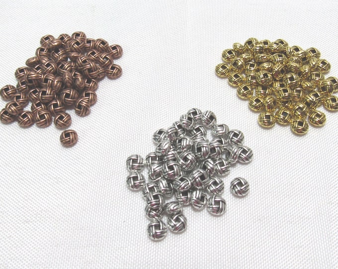 Choice of 50 Antique Silver or Red Copper 6mm Alloy Flat Round Spacer Beads  (A242a)