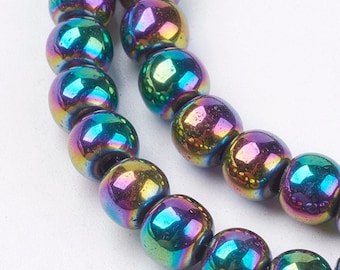 1 Str Grade A 6mm Non-magnetic Synthetic Hematite Beads Multi Colored (A281f)