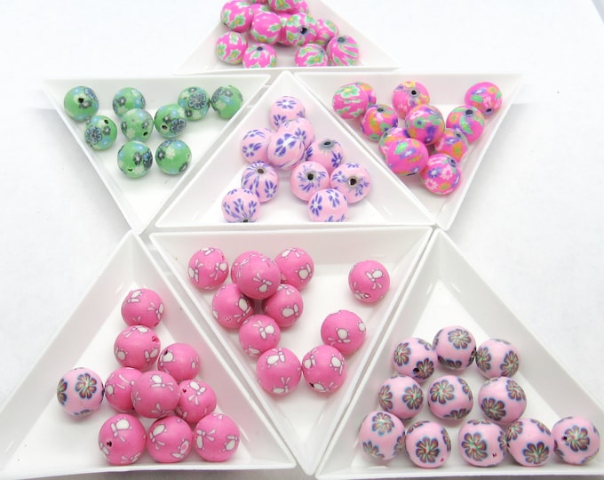20pcs Choice of Color 10-11mm Handmade Round Polymer Clay Beads (A228h/j)