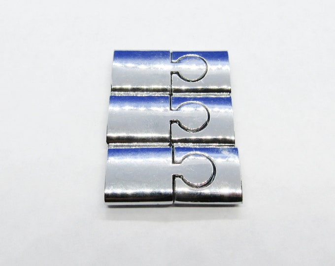 3 (304) Stainless Steel Rectangular Silver Tone Magnetic Clasps 30x14mm (A129e)