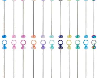 2 Iron Bar Beadable Keychains for Jewelry Random Colors 78mm (A102e)