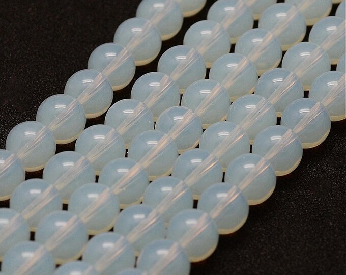 1 Strand 8mm Round Opalite Glass Beads (A355b)
