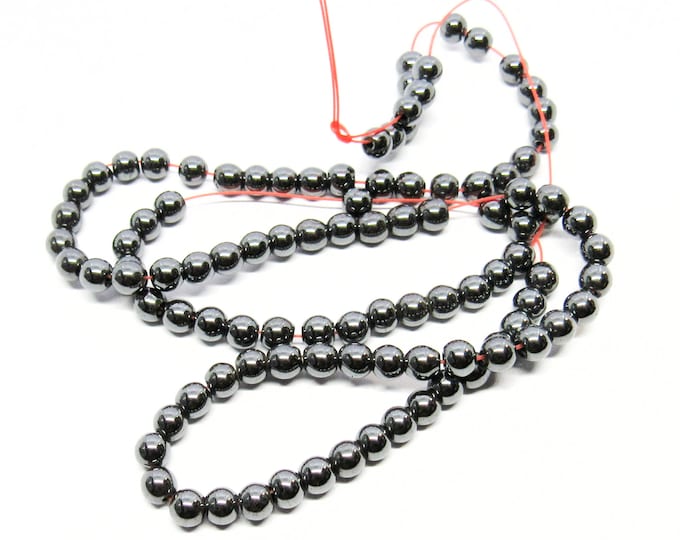 1 Str Grade A 4mm or 8mm Non-magnetic Synthetic Hematite Beads Dark Gray (A281a/BU13)