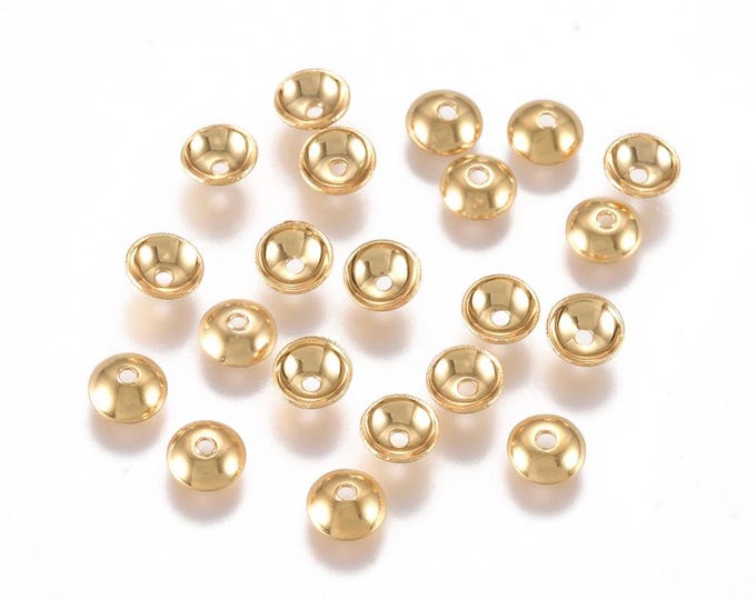 75 Gold Tone 304 Stainless Steel Apetalous 4mm Bead Caps (A511n)