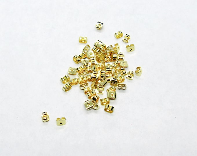50 pcs Gold Plated Butterfly Earnut Stoppers 5x4mm  (A43g)