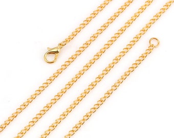 Gold Plated Alloy Curb  Chain Necklaces 30.5" (A260g/h)