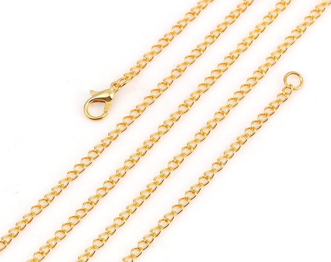 Gold Plated Alloy Curb  Chain Necklaces 30.5" (A260g/h)