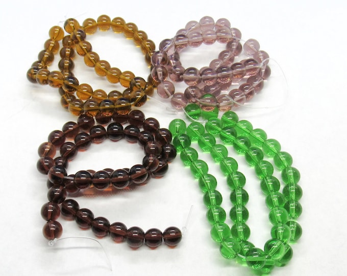 8mm Choice of Color Transparent Round Glass Beads (A85q-t)
