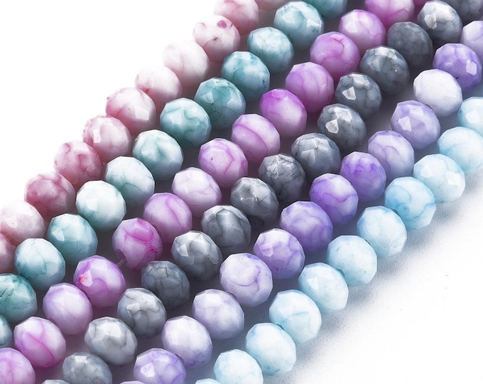 Choice of Color 1 Strand 6x5mm Opaque Faceted Glass Rondelle Beads (Imitation Stone) (A383e-k)