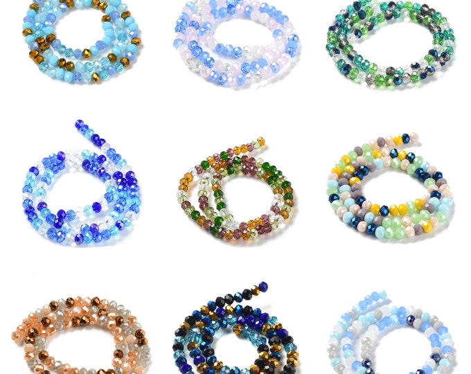 Choice of 1 Strand Assorted Color 6x5mm Faceted Rondelle Glass Beads (A414a-i)