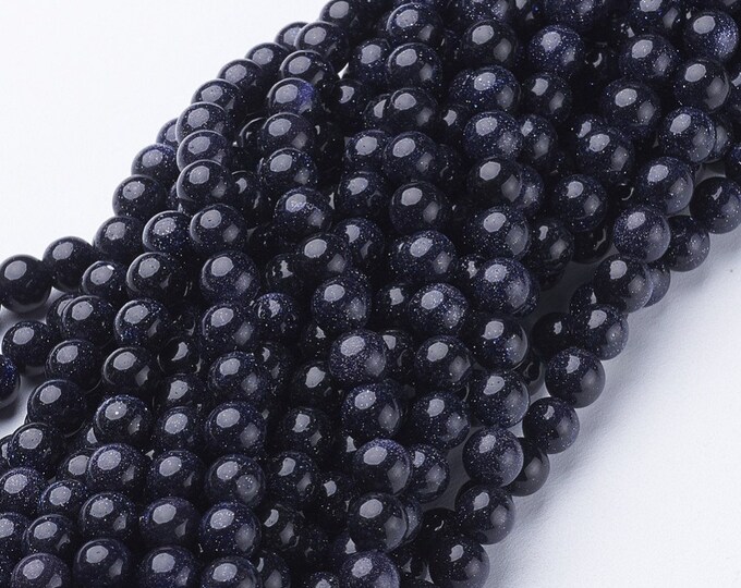 1 Strand (15.5") Synthetic Blue Goldstone Round Beads 8mm (A272k)