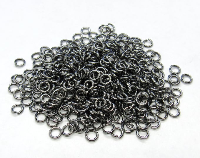 38g (Approx 1000) Gunmetal Tone Opened Jump Rings 4mm  (A28j)