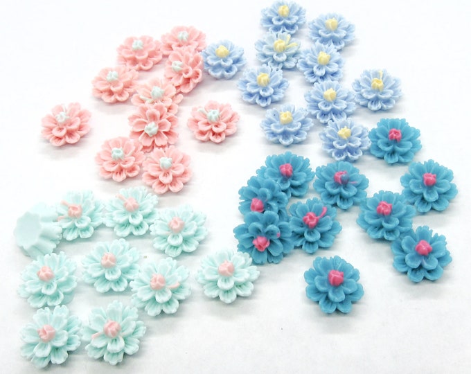 Choice of Color 10 Resin Flower Cabochons 12mm  (A100d/g)
