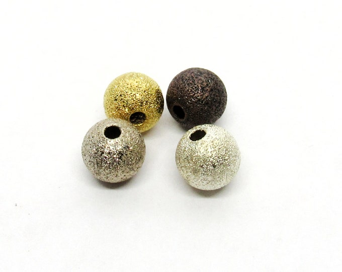25 8mm Choice of Color Round Brass Stardust Spacer Beads  (A371g-j)