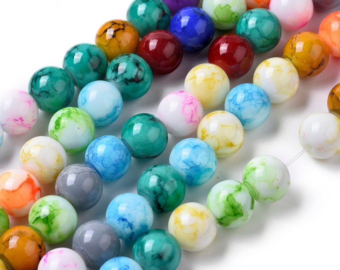 1 Strand Assorted Color 10mm Round Spray Painted Glass Beads (A354i)
