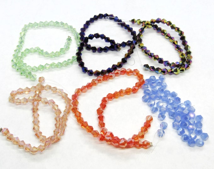 Choice of Color 1 Strand 4mm Tiara Crystal Faceted Bicone Glass Beads (A95a1-6)