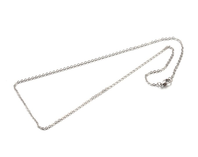 5 (304) Stainless Steel Platinum Tone Cable Chain Necklaces 17.75" (A241i)