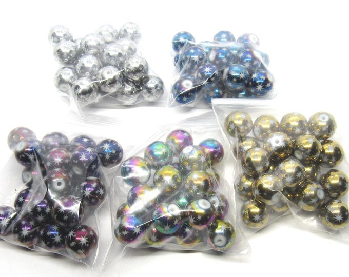 Choice of Color 20pcs Electroplate Glass Beads with Star Pattern 10mm (A482g-k)