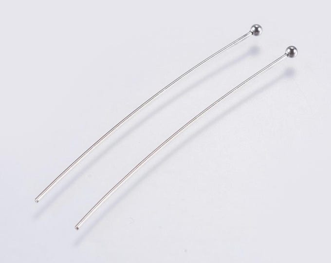 20 Tarnish Resistant 304 Stainless Steel Ball Head Pins 50mm (21G) (A489r)