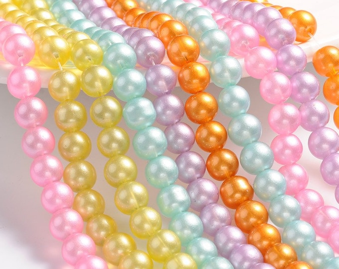 1 Strand 8mm Choice of Color Round Spray Painted Transparent Glass Beads (a23)