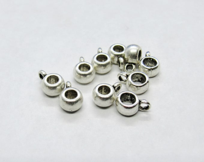 20 Platinum Tone 9 x 6mm Alloy Round Pendant Bails  (A28d)