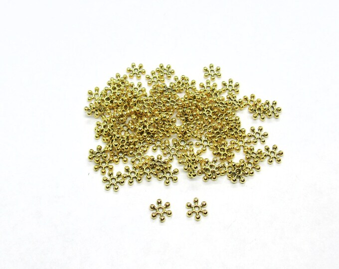 100 Antique Gold Tone 8.5mm Alloy snowflake Spacer Beads (A75n)
