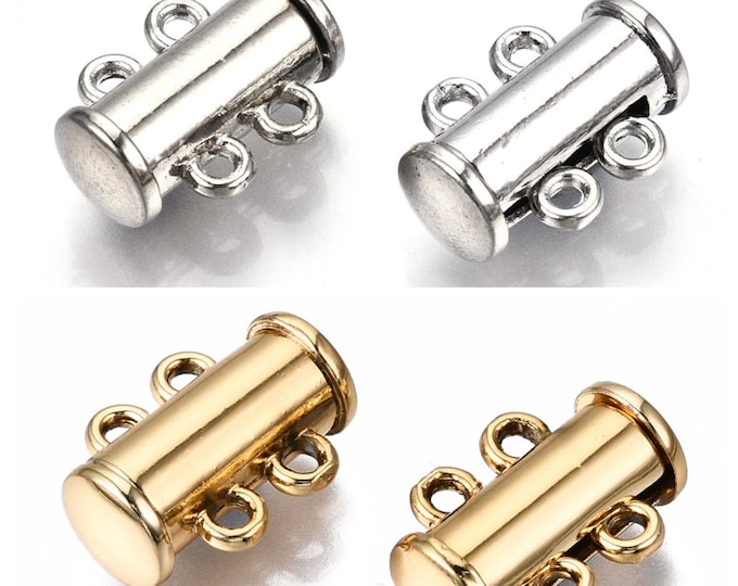 Choice of Color 5Pc 2-Strand Brass Magnetic Slide Lock Clasps (A399i/J)