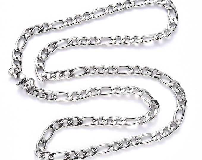1 (304) Stainless Steel 3:1 Figaro Chain Necklace 19.5"  (A264j)