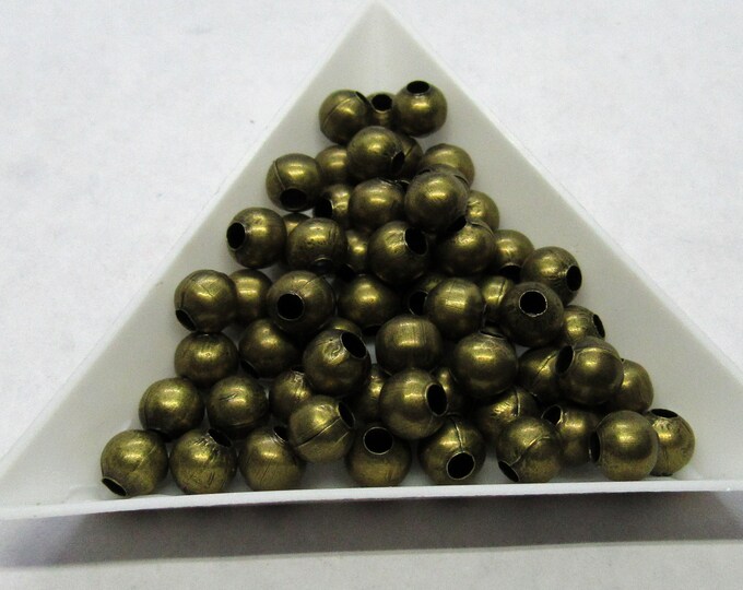 65  Antique Bronze Tone Alloy 6mm Round Spacer Beads  (A166c)