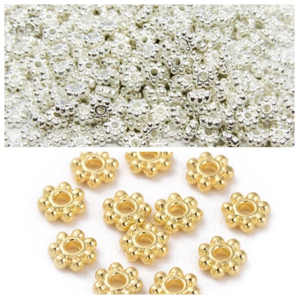 Choice of Color 4.5mm Alloy Daisy Spacer Beads (A176i/400a)
